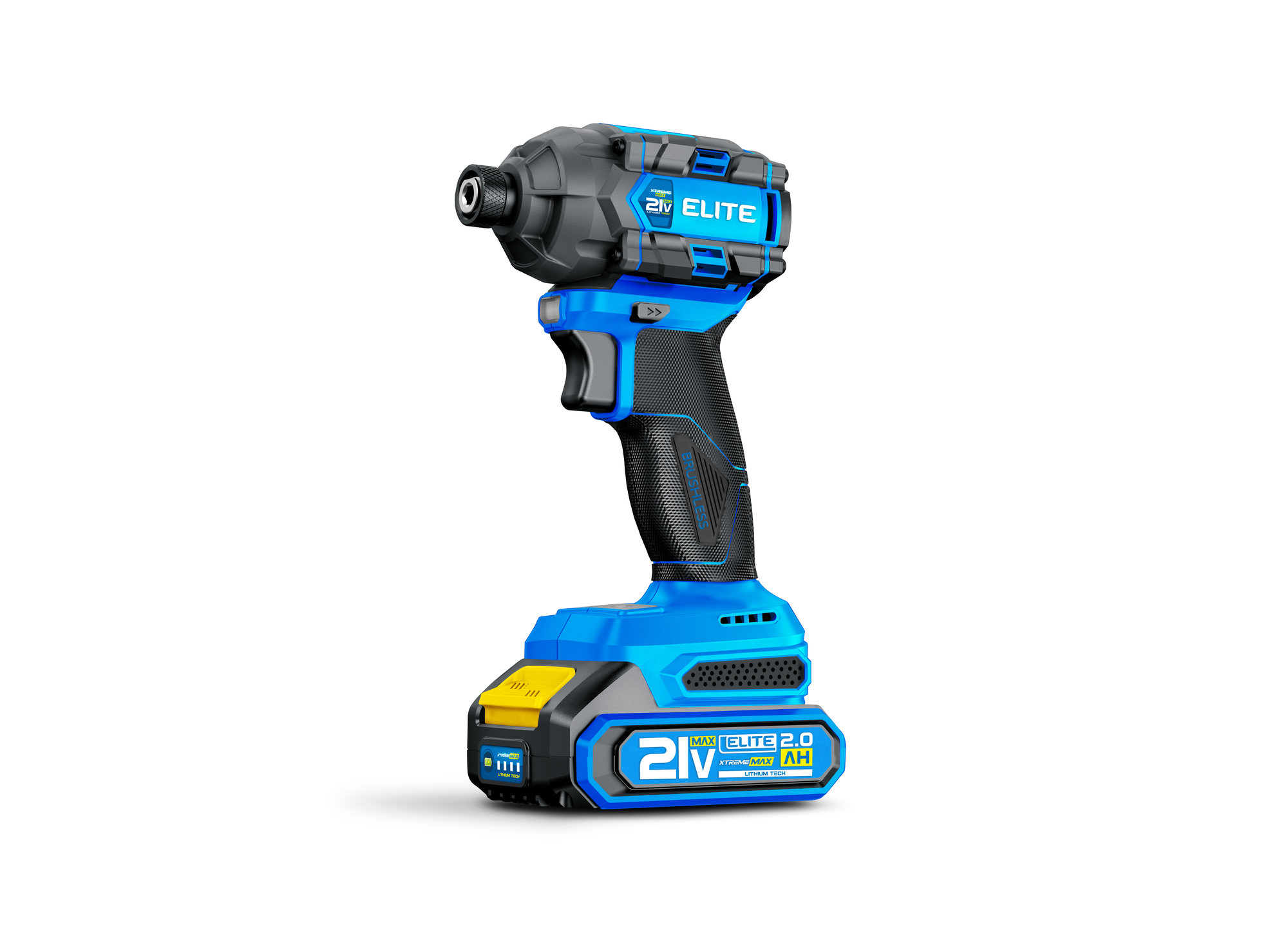 Kit Inalámbrico Brushless 21V ELITE – Taladro Percutor 1/2” + Atornillador de Impacto 1/4”